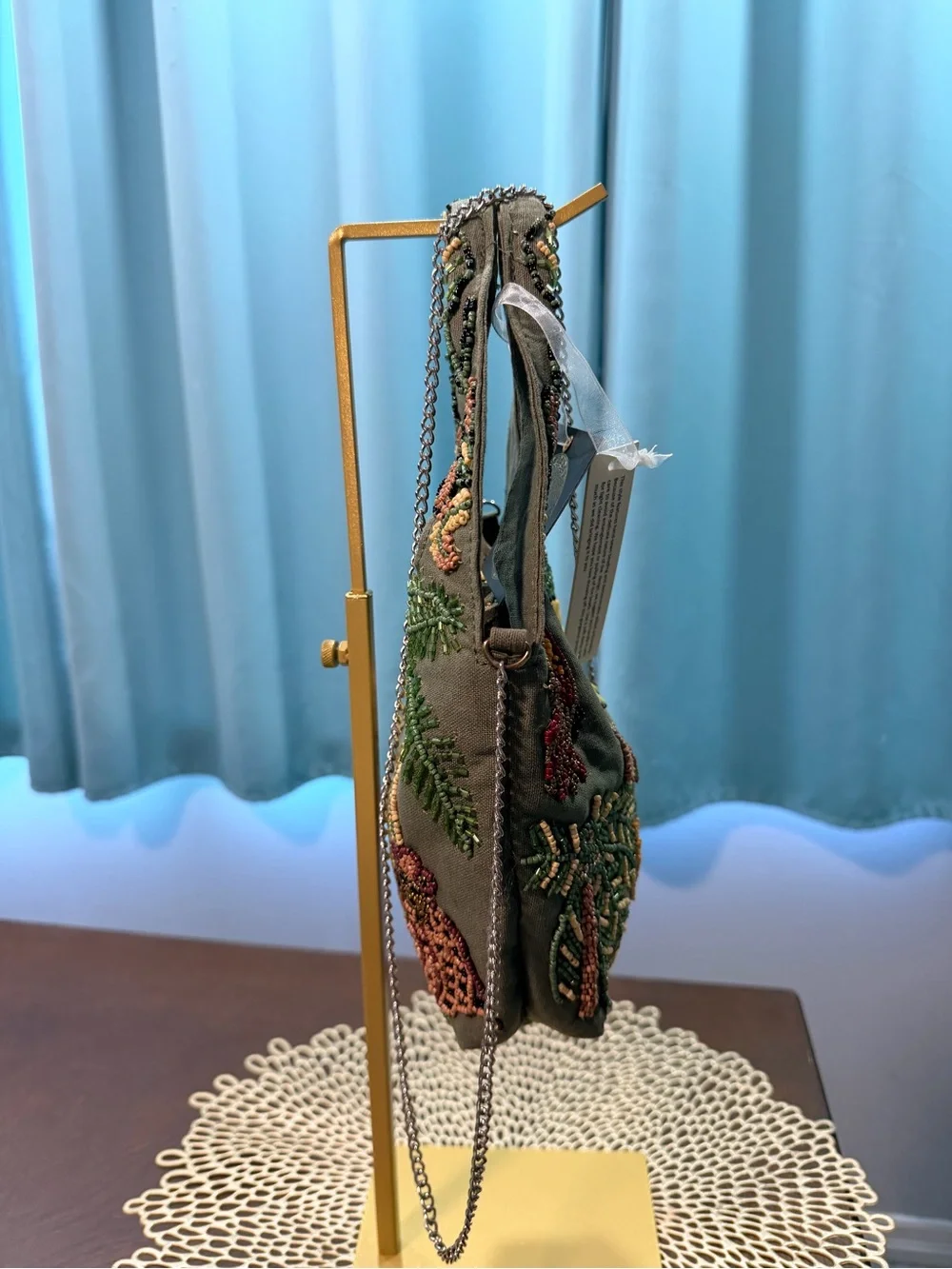 From India To You NWT Hand-Beaded Floral Shoulder Bag Crossbody